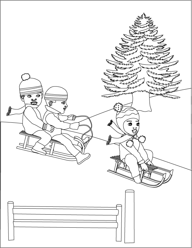 early childhood coloring pages of sledding - photo #8