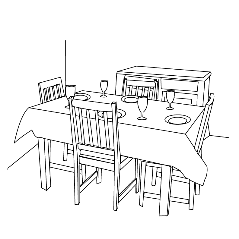 dining room clipart black and white - photo #2