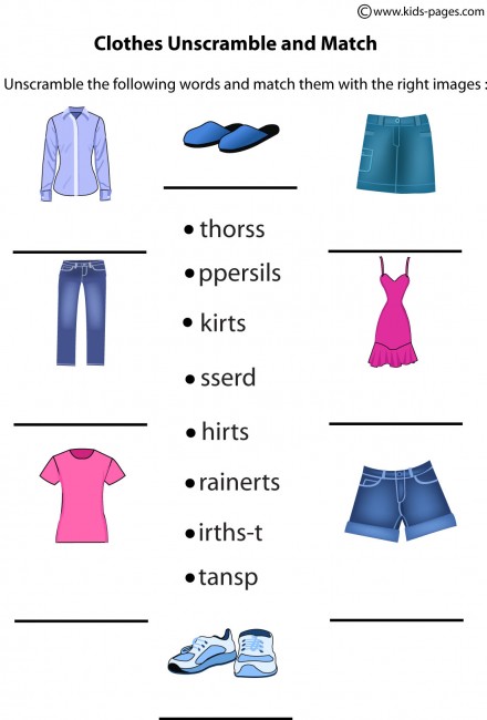 clothes worksheet clipart - photo #41