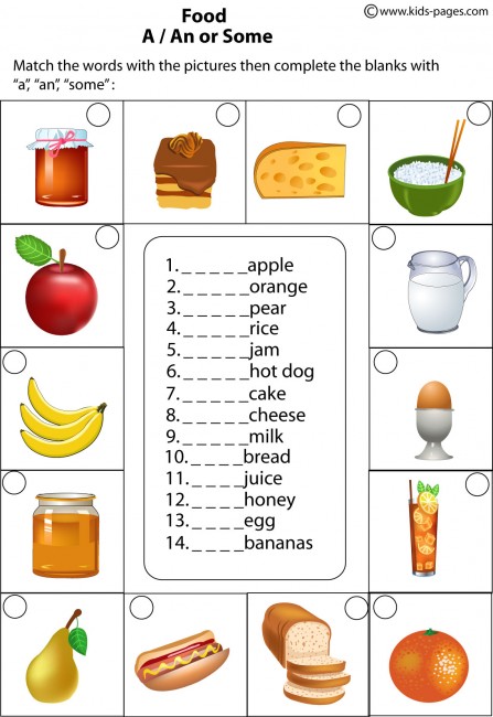 Food - A/An, Some worksheet