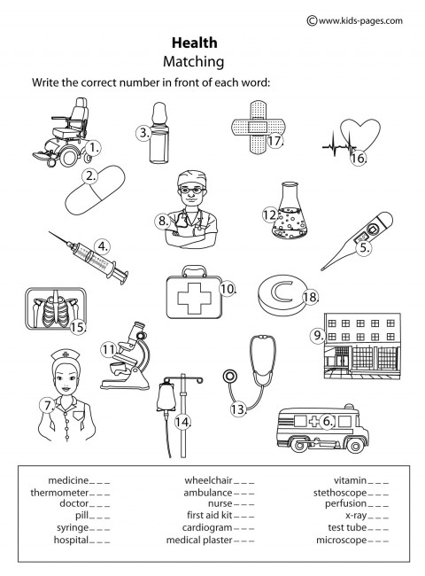 health-matching-b-w-worksheet