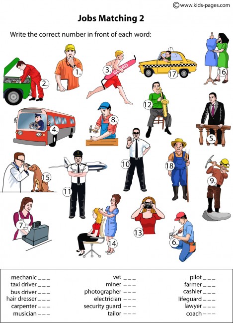 clipart jobs worksheets - photo #19