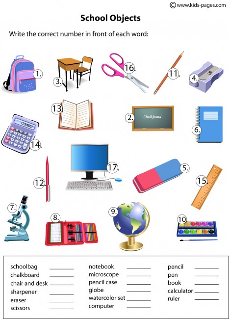 school-objects-matching-worksheet