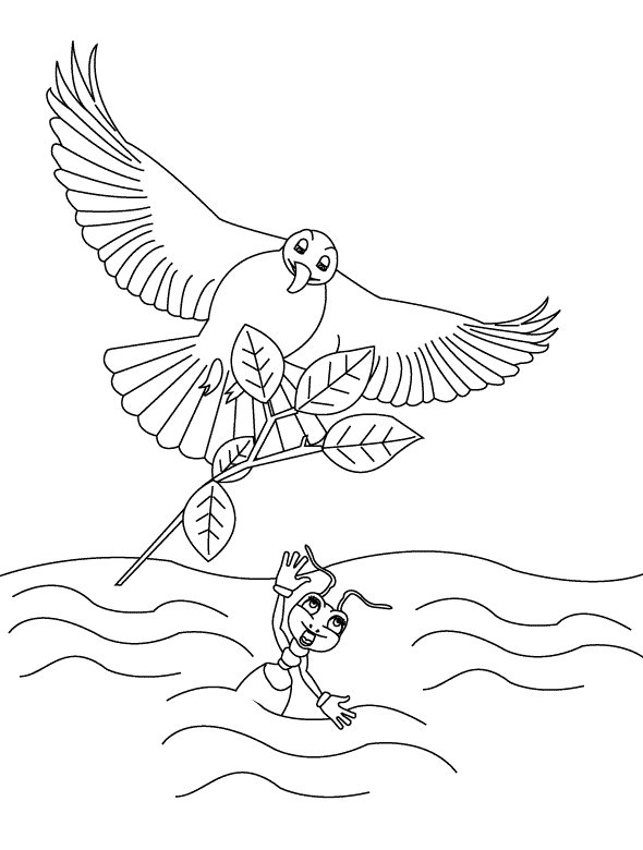 The Ant and the Dove_coloring page