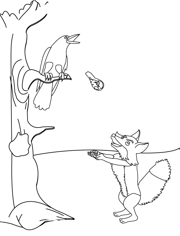 The Fox and the Crow_coloring page