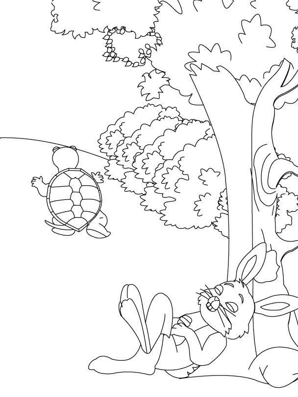 The Hare and the Tortoise_coloring page