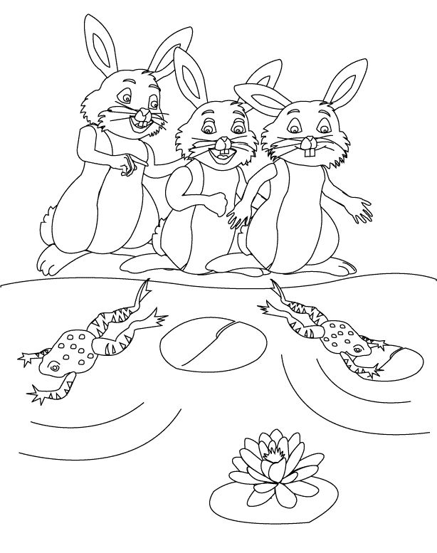 The Hares and the Frogs_coloring page