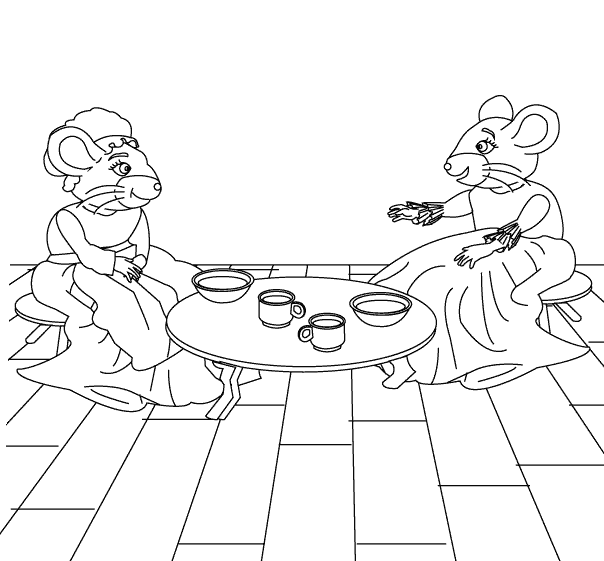 The Town Mouse and the Country Mouse_coloring page