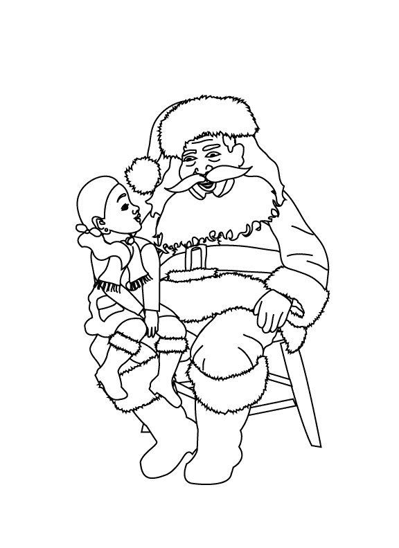 Santa with a Child_coloring page
