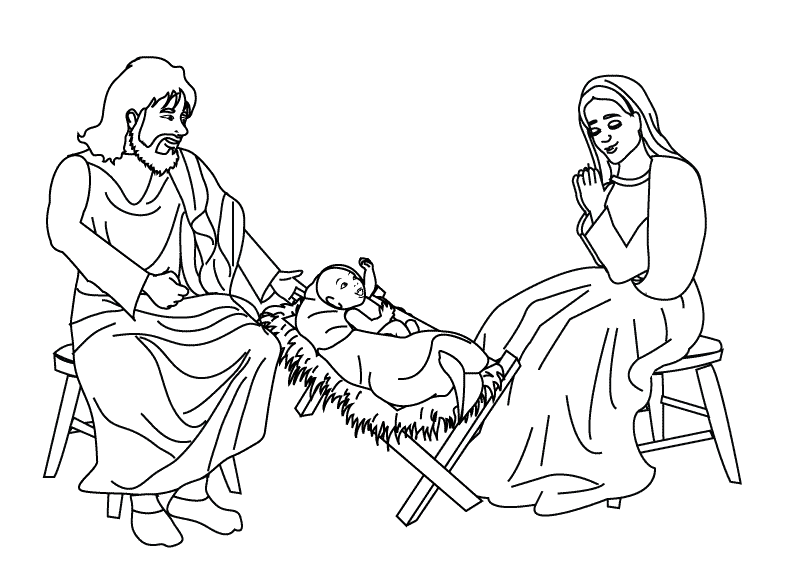 Mary, Joseph and Jesus_coloring page