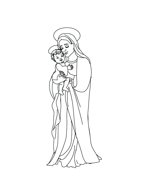 Mary and Child_coloring page