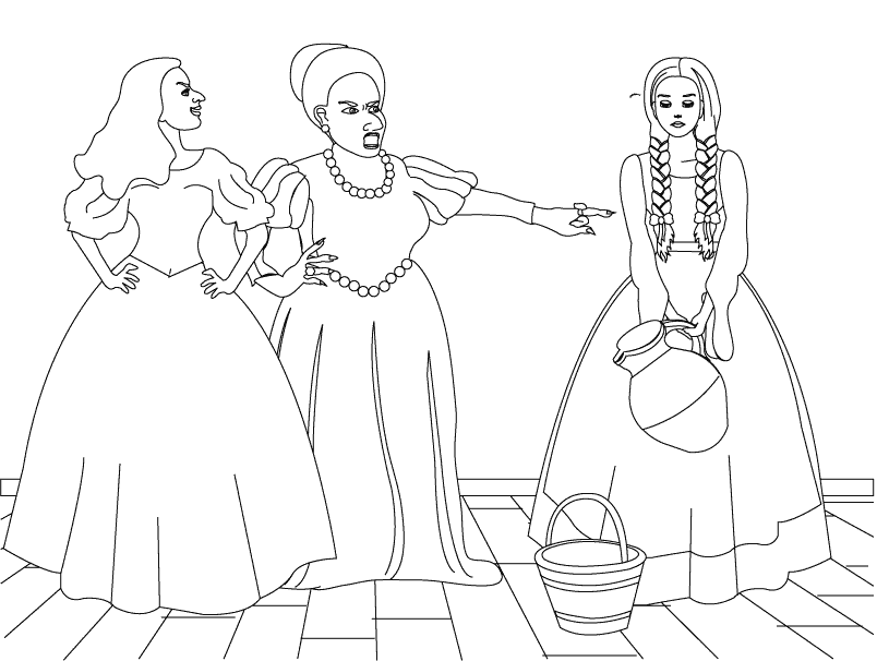 The widow and her daughters_coloring page