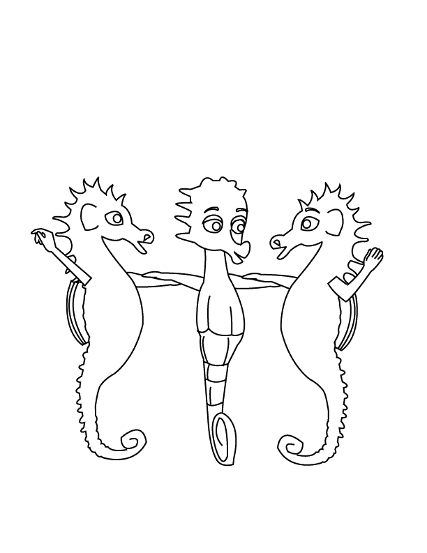Sea horses_coloring page