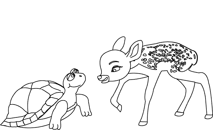 Deer and Turtle_coloring page