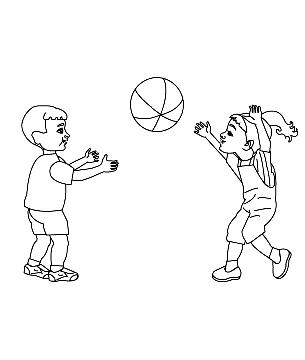 Playing With Ball_coloring page