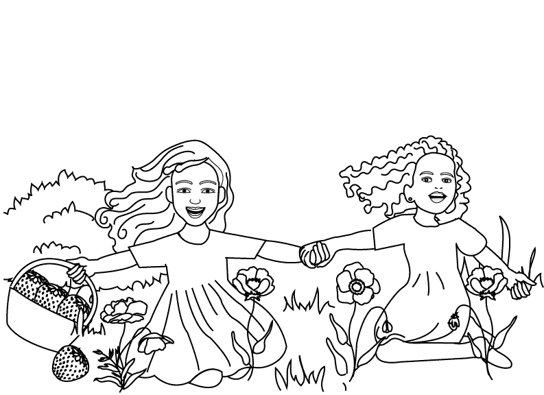 Happy Girls_coloring page