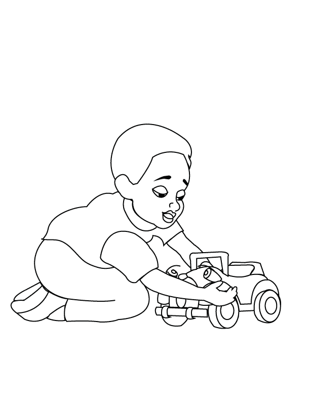 Child playing_coloring page