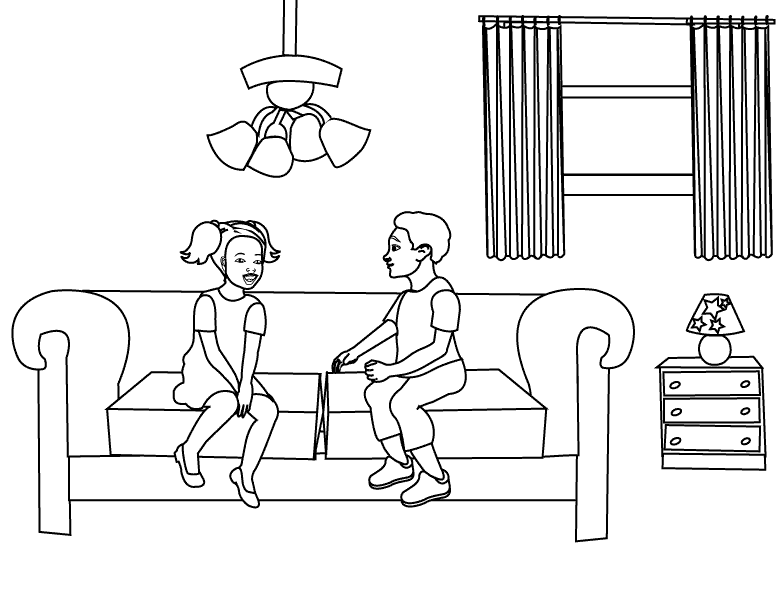 Kids talking_coloring page