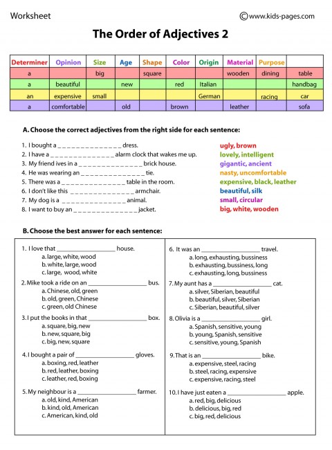 The Order of Adjectives 2