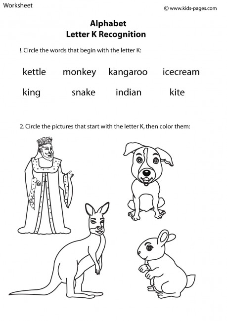 letter k recognition worksheet