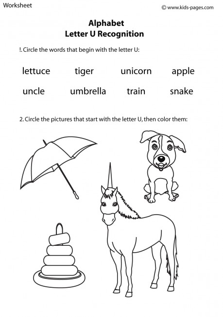 letter u recognition worksheet