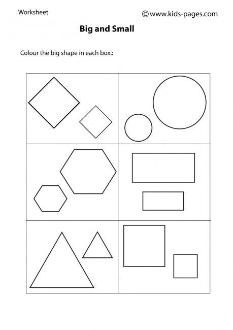 Big and Small Worksheets for kids Template