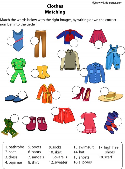 clothes-matching-worksheet