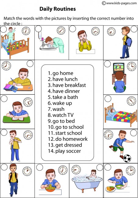 daily routines worksheet