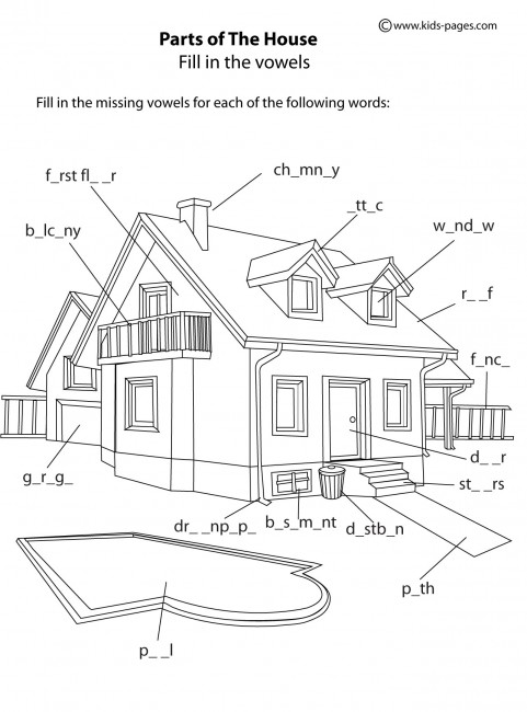 House Parts B W Worksheet