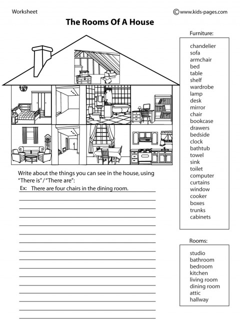 House Parts 2 B&W Worksheet