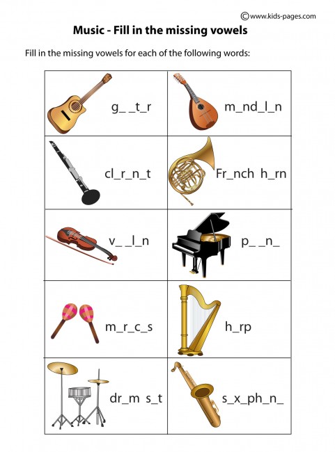 Instruments Fill In Worksheet