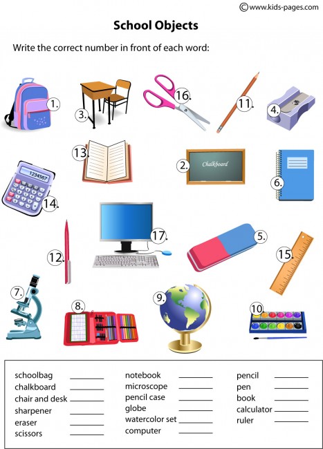 school things worksheet pdf