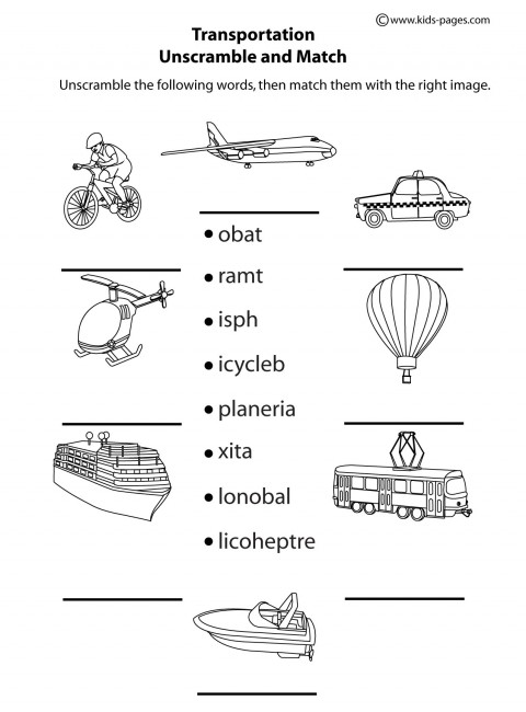 Transportation Matching worksheet Vocabulary, English vocabulary