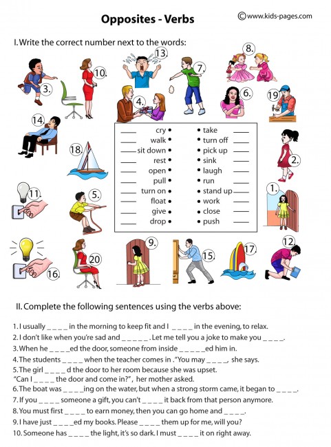 opposite verbs worksheet