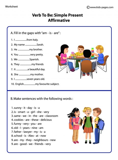 verb to be affirmative worksheet