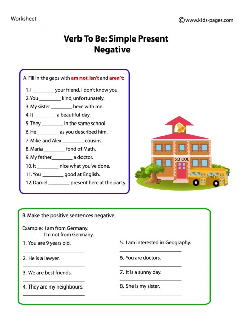 At this summer camp, kids and cops build bonds for better communities. Verb To Be Negative worksheet