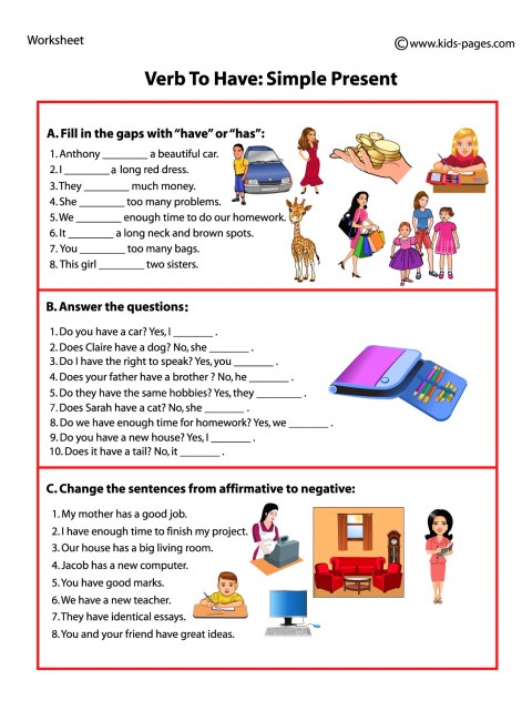 Verb To Have Worksheet